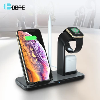 DCAE 10W Qi Trådløse Oplader, 4 i 1 Opladning Holder Stand For Apple Ur 6 5 4 3 2 11 iPhone XS-XR-8 X Airpods Pro Dock-Station