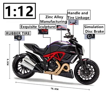 Maisto 1:12 Ducati den Store Djævel oprindelige tilladelse simulering legering motorcykel model toy bil Indsamling