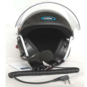 YUENY Ægte carbon fiber paramotor hjelm med fuld støjreducerende headset powered paragliding hjelm, der passer til næsten typer radio