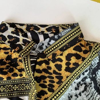 Vintage Sommeren Falder Gul Leopard Print Kvinder Bluser Plus Size Kontor Damer Sexet Casual Retro Langærmet Toppe, Mode-Shirts