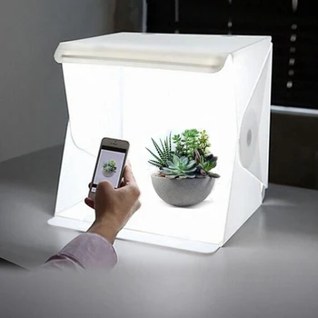 Mini Magnet Folde Lightbox Fotografering Studio Softbox LED Lys Blød Boks til iPhone Samsang DSLR-Kamera Foto Baggrund