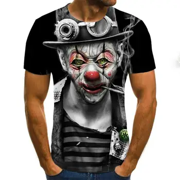2020 nye mænd t-shirt Skitse klovn 3D Printet T-Shirt Mænd Joker Ansigt Afslappet O-hals Mandlige tshirt Klovn kortærmede toppe joke