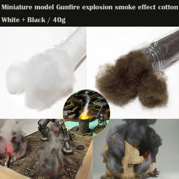 Miniature model Skud eksplosion, røg effekt bomuld White20g + Black20g Sand tabel materialer til gør det selv-model platform scene