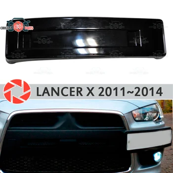 Podiet af nummerplade ramme for Mitsubishi Lancer X FL 2011-på forreste kofanger ABS plast body kit dekoration bil styling