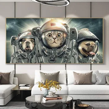 Astronaut Kat Plads Olie Maleri På Lærred Maleri Plakater Og Prints Væg Billeder For Living Room Dekoration
