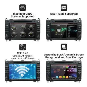 2din Android 10.0 Auto Radio Bil DVD-Mms til Mercedes Benz B200 En B-Klasse W169 W245 Viano Vito W639 Sprinter W906 GPS-DAB