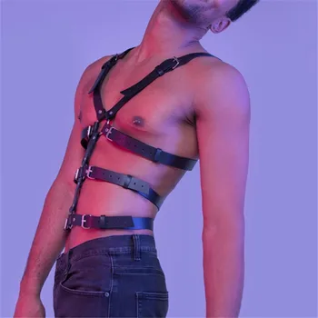 Mandlige Undertøj Læder brystsele Mænd Justerbar Fetish Gay Tøj Seksuel Full Body Harness Bælte Rem Rave Kostumer til Sex