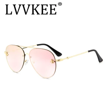 LVVKEE Fashion Lille bi Luftfart Solbriller Kvinder Nuancer Kvindelige Gradient ocean Linse UV400 Sol Briller Luksus Uindfattede Briller
