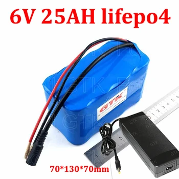6V 25AH Lifepo4 batteri 6.4 V 25AH lithium BMS for Børn toy bil UPS Motorcykel fjernbetjening bil skala monitor + oplader