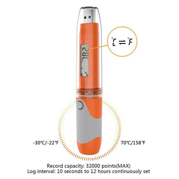 Elitech RC-51 Vandtæt USB-Temperatur Datalogger Optager Tester Point Pen Style 32000 Optage Point