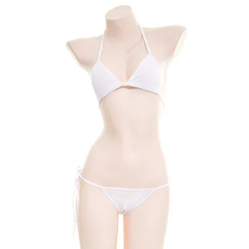 Micro Bikini Kawaii Bomuld Undertøj Sæt Sexet Cute Undertøj Sæt Hvid Sort Bh og Trusse Eksotiske Anime Cosplay Stripper Tøj