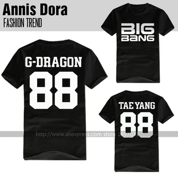 KPOP YG BIGBANG GD G-Dragon TAEYANG T. O. P DAESUNG SEUNGRI V. I. S navn, Fødselsdag numre 88 logo kortærmede T-shirt