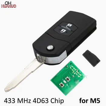 2 Knapper Smart Fjernbetjening Key Fob 433MHZ med 4D63 Chip For Mazda 5 M5