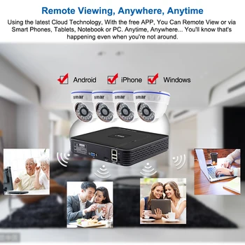 Smar 4CH 1080P HD CCTV Sikkerhed Kamera System 4stk 1.0 MP/1,3 MP/2,0 MP Indendørs Dome CCTV-Kameraer Surveillance System kit DVR Kit