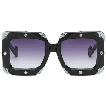 LongKeeper 2020 italienske Stor ramme-Pladsen Diamant Solbriller Kvinder Brand Punk Overdimensionerede solbriller Damer oculos feminino UV400