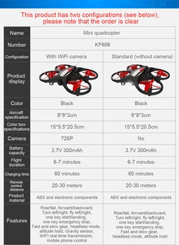 KF608 Mini Drone 720p HD Med Kamera, Wifi Antenne Stabiliseret Højde 3D Flip Hovedløs Tilstand RC Quadcopter Profesional Droner Toy