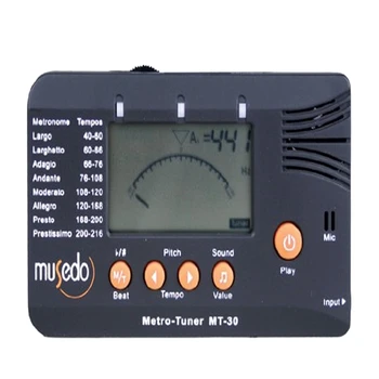 Musedo Mt-30 Metro-Tuner 3-I-1-Tuner, Metronom, Tone Generator Til Guitar, B, Ukulele, Violin