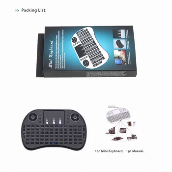 I8 arabisk Tastatur RGB-Baggrundslys 2,4 G Mini Wireless Keyboard med TouchPad Musen til Google Android TV Box, Mini PC, Bærbar PC