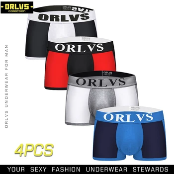 ORLVS 4PC/MASSE Mænd Undertøjs-Brand Boxer Shorts Underbukser Bomuld Mandlige Trusser Åndbar Komfortable Boxer Sexy Soft Gay-Bukser