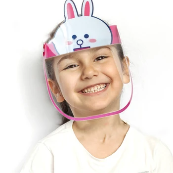 5pcs Børn Fuld ansigtsskærm Maske Søde Sikkerhed Beskyttende Plast Visir Hat Anti-Fog Splash Støv Tegneserie Ansigt Vagt Klart Dække