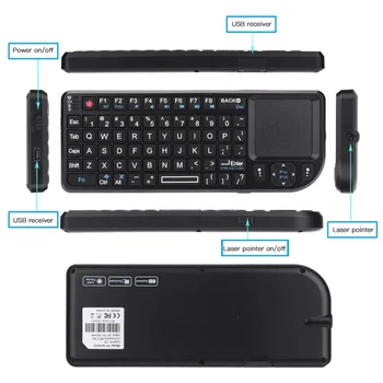 2,4 G Med Touch-Tastatur Fjernbetjening USB-Håndholdte Keyboard engelske Sprog For TV Projektor Spil Tastaturets Baggrundslys Touchpad