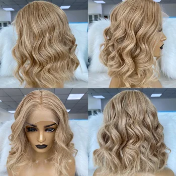Europæisk Hår Honning Blond Farve 13x4 Bob lace front wig remy hair gennemsigtige blonder gratis levering overnight