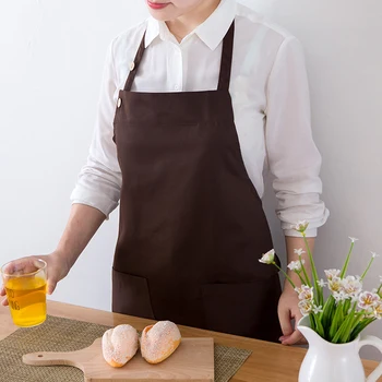 Koreansk mode forklæde køkken tjeneren bomuld madlavning overalls kvinde mand vandtæt forklæde
