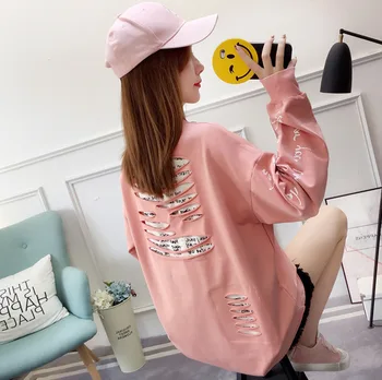 #1723 Koreanske Mode Studerende Løs I Stor Størrelse Hip Hop Sweatshirt Harajuku Streetwear Træningsdragt Kvinder Hvid/Sort/Gul/Pink