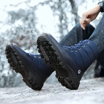 Waterpoof sne støvler mænd sko 2021 non-slip mid-kalv lace-up sikkerhedssko mænd støvler gummisål vinter ankle boot botines mujer