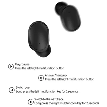 Bluetooth-Hovedtelefoner Trådløst Headset til Xiaomi Redmi Airdots sport Earbuds Touch kontrol mic til iOS Android på lager