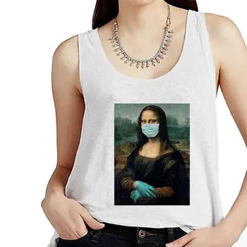 Mona Lisa Sjove Kvinder Sexet Toppe Spoof Sommer Mode Afslappet Æstetiske Kvindelige Ærmeløs T-shirt Tumblr Tshirt Vogue Sommeren 2020