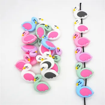Chengkai 5pcs Silikone Swan Bidering Perler DIY Flamingo Dyr Baby Begyndervanskeligheder Montessori Sensoriske Tegnefilm Smykker Toy Perler