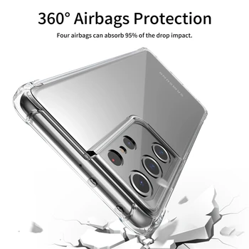 Silikone Airbag Tilfældet for Samsung S21 Ultra Dække Bløde Glas på Samsung Galaxy S21 Ultra Telefonen Tilfælde + skærmbeskytter S20/S 21