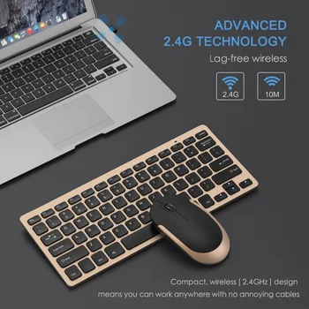Jelly Kam 2,4 G Trådløst Tastatur, Mus Combo Sæt Ultra Slim Portable Keyboard og Mus til PC, Stationær Computer, bærbar Laptop