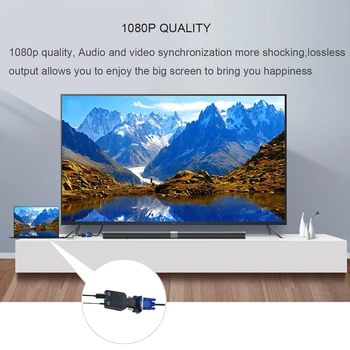 COOLJIER VGA Male to HDMI Female Konverter med Lyd Adapter Kabler 720/1080P For HDTV-Monitor, Projektor, PC, Laptop, TV-Box