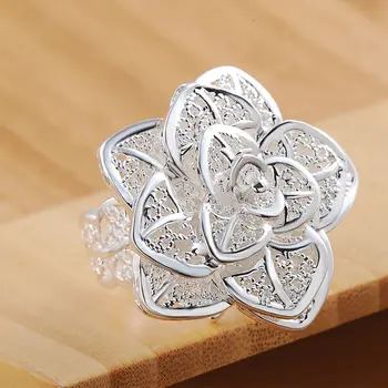 DOTEFFIL 925 Sterling Sølv åbningstider Tre-Differentieret Flower Ring For Kvinder Mode, Bryllup, Engagement Party Gave Charme Smykker