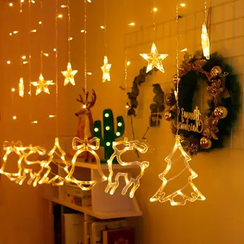 QIFU Jul Elk Træ Bell Dekorative LED String Lys Krans 2020 Jul Indretning til Hjemmet Ferie Lys Happy New Year