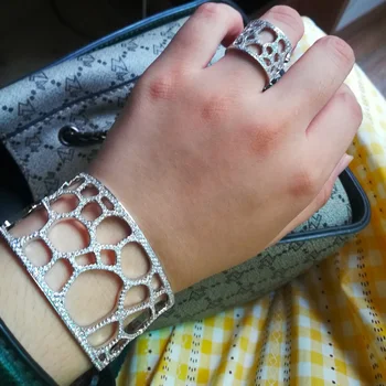 Missvikki Trendy 3STK Smykker Sæt ØRERINGE Armbånd Ring For Kvinder Bryllup Fantastisk Cubic Zircon Crystal Sjove Skinnende Transparent