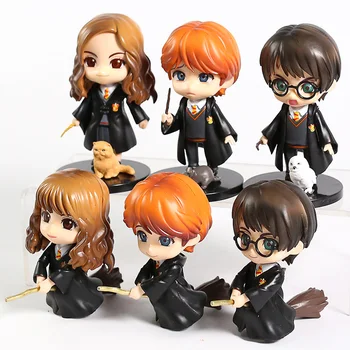 Hermione Granger, Ron Weasley og hermione PVC Figur Figur Q Ansigt Dukke Toy 6stk/sæt