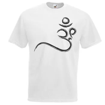 2019 Bomuld Sommer Stil Herre Hvid Om Devanagari Symbol T-Shirt Hellige Vibration Hindu Mantra Topmen T Shirt Tøj