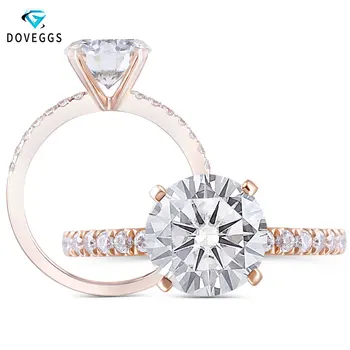 DovEggs 10K Guld Center 2ct 8mm F Farve Moissanite Diamant Engagement Ringe Til Kvinder Guld Vielsesring med Accenter