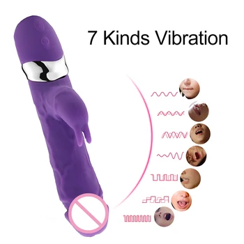 Realistisk Dildo Vibrator med 7 Vibrations Tilstande for G-Spot Klitoris Anal Vaginal Stimulation, Voksen Sex Legetøj til Kvinder Massageapparat