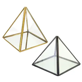 Pyramide Opbevaringsboks Glas Terrariet Design Smykker Holder Klar Facetslebet Saftige Luft Anlæg, Plantning-Box Pot/Minde Vise Bue