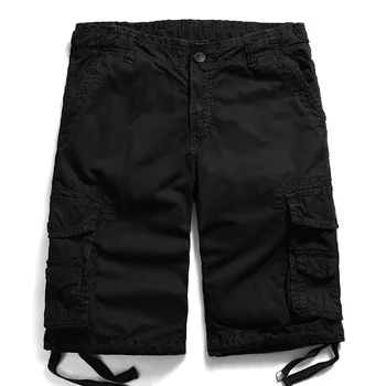 Solid Offentlig Cargo Shorts Mænd Bomuld Afslappet Sommer Herre Shorts 2020 Nye Multi-lomme Militære Bermuda Mænd Shorts