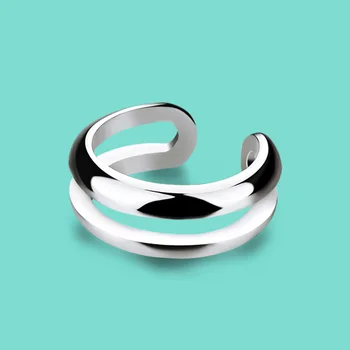 Disscount Minimalistisk kvinders oprindelige sølv ring 7,5 mm blank ring pige fine smykker gave åben ring gratis justering Anel menina