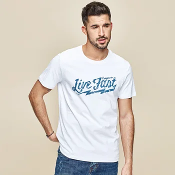 KUEGOU 2020 Sommeren Bomuld Print Hvid T-Shirt Mænd Tshirt Mærke T-shirt Short Sleeve Tee Shirt Mode Plus Size Toppe 3311