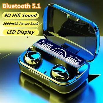 M10 TWS Bluetooth 5.1 In-Ear 9D Mini Touch-Sport Binaural Øretelefoner til Telefoner, Trådløse Hovedtelefoner, Auriculares Bluetooth