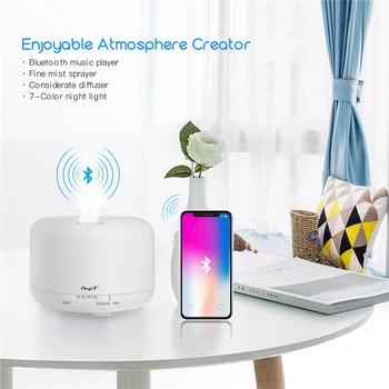 700 ml USB-Luft Luftfugter Farverige Lys Bluetooth Musik Spille Elektrisk Aroma Diffuser Æterisk Olie Aromaterapi Kølige Tåge Kaffefaciliteter