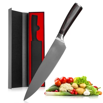 Mokithand køkkenkniv 8 tommer Professionelle Japanske kokkeknive 7CR17 440C High Carbon Stainless Steel Kød Santoku Kniv