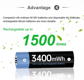 3400mwh AA 1,5 V Genopladeligt Batteri AA Batterias Genopladelige AA batteri Li-ion for RC Kamera 1,5 v AA genopladelige Batteri